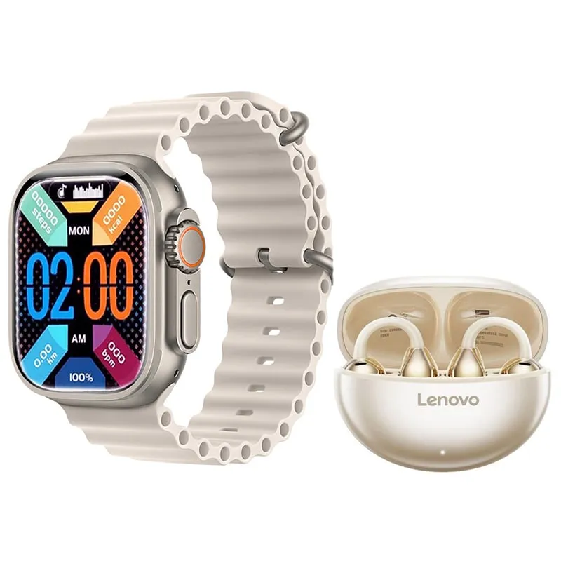 LENOVO - Lenovo TA140 Audífonos-Blanco y Toumi S10 Ultra Reloj Inteligente-W