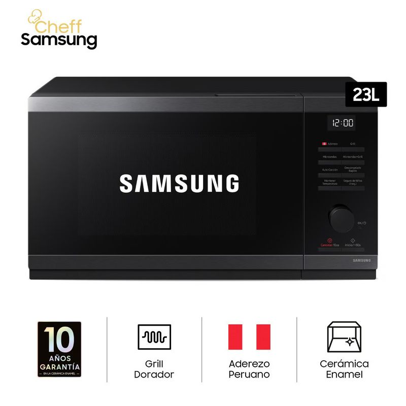 SAMSUNG - Microondas Samsung 23LT con dorador Acero Inoxidable MG23DG4524AGPE