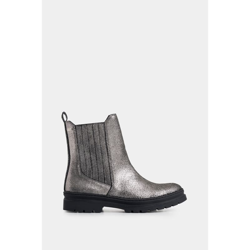 VELEZ - Vélez Botines Orión Cuero Folia Mujer Silueta Chelsea Plata