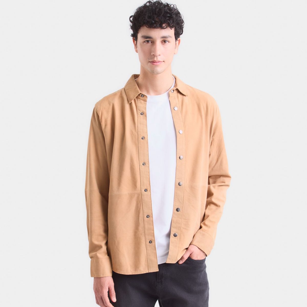 VELEZ - Vélez Camisa Manga Larga Para Hombre Gamuza Camel