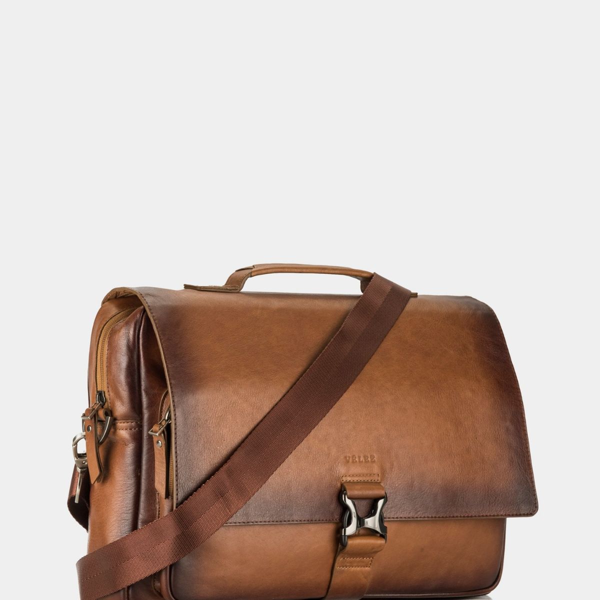 VELEZ - Vélez Maletín Portátil Cuero Hombre Doble Cierre Miel