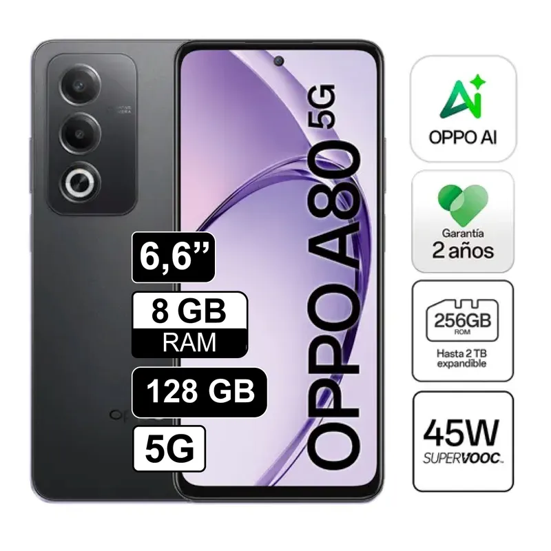 OPPO - Celular Libre Oppo A80 66Pulg 256GB 8GB RAM Negro