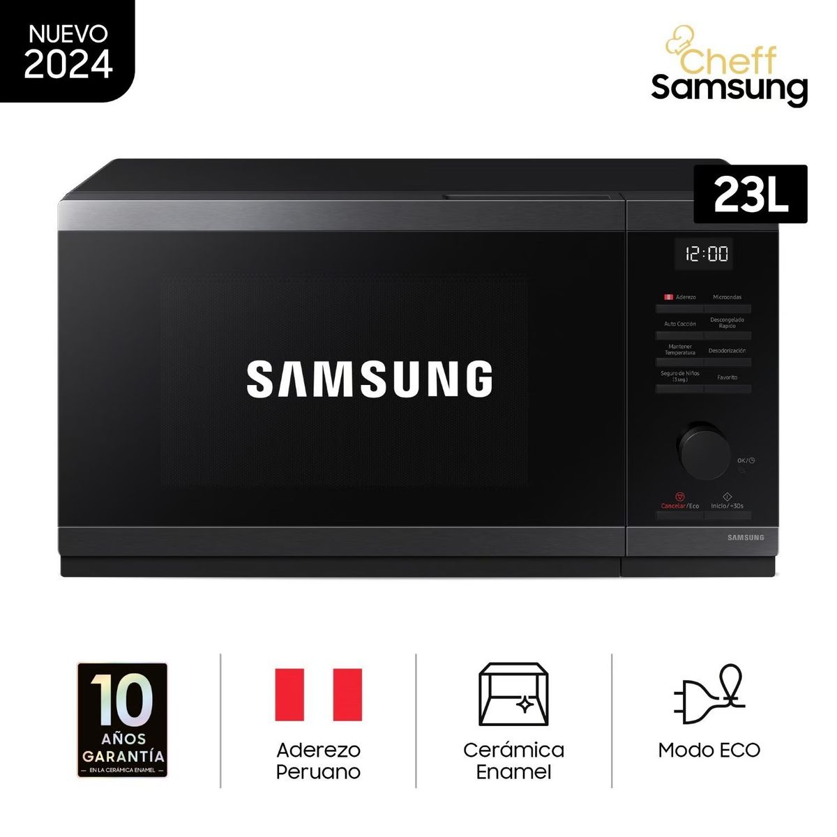 SAMSUNG - Microondas Samsung 23LT Acero Inoxidable MS23DG4504AGPE