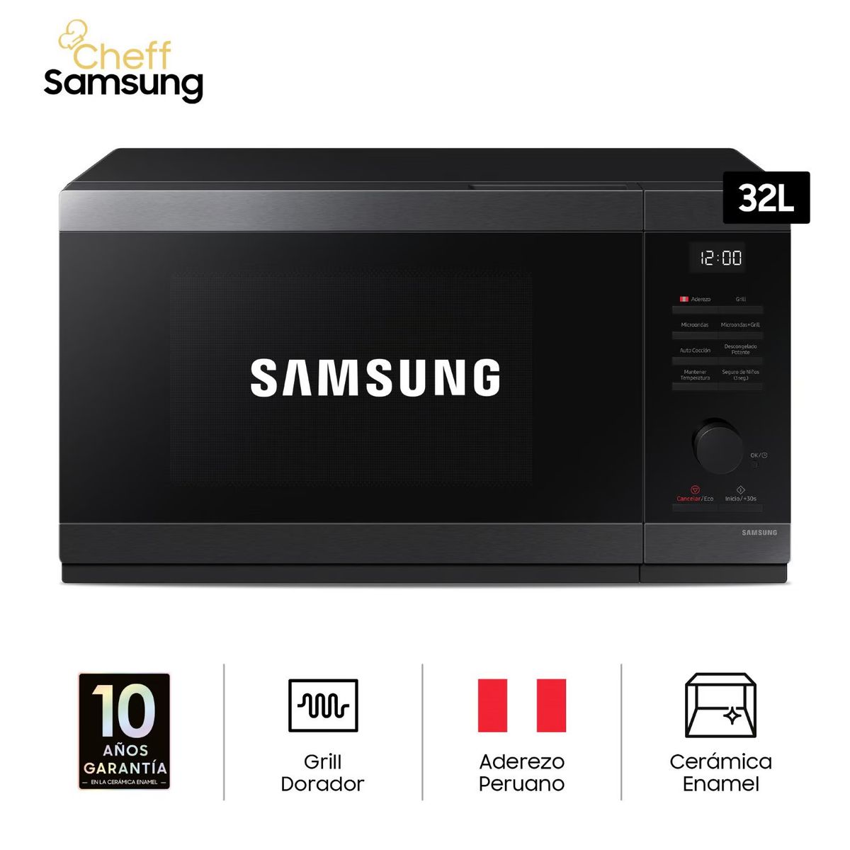 SAMSUNG - Microondas Samsung C/dorador 32 Lts - Negro