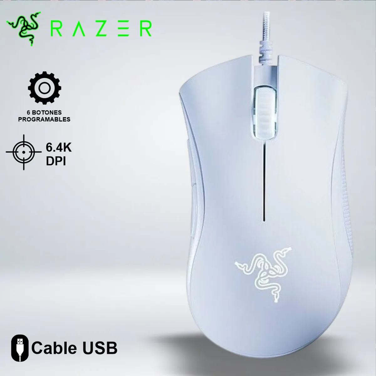 RAZER - MOUSE GAMER RAZER DEATHADDER ESSENTIAL 6400DPI ERGONOMICO  USB