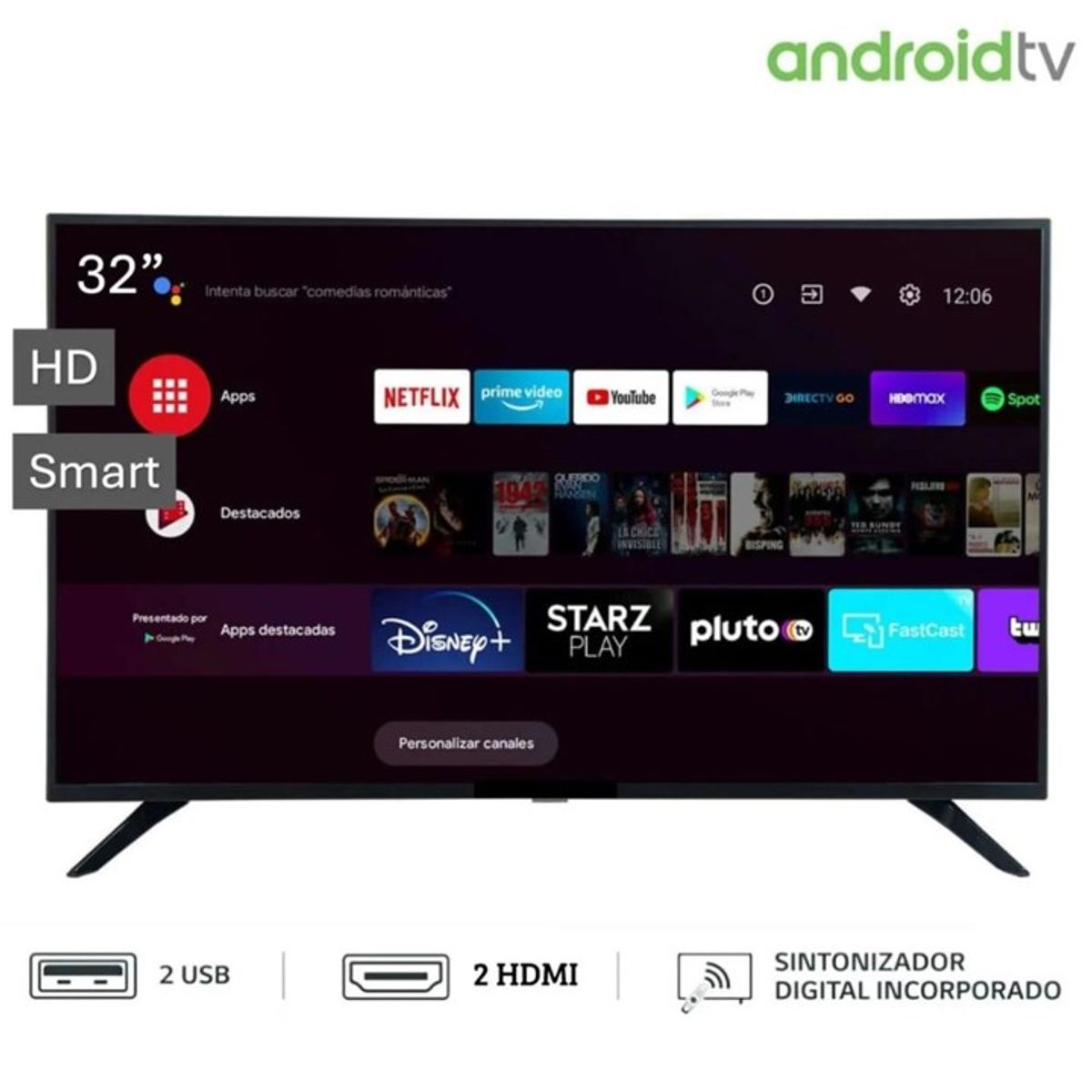 GENERICO - Televisor INNOS LED 32 Smart TV con Android TV Frameless Design Año 2025 S3201KU