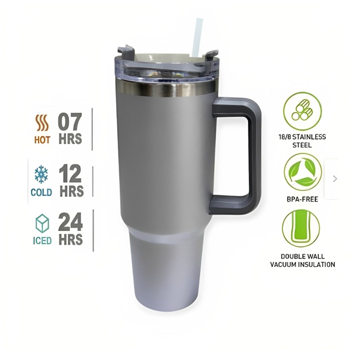 GENERICO - Termo Tomatodo Vaso con Asa de Acero Inoxidable de 1200 ml