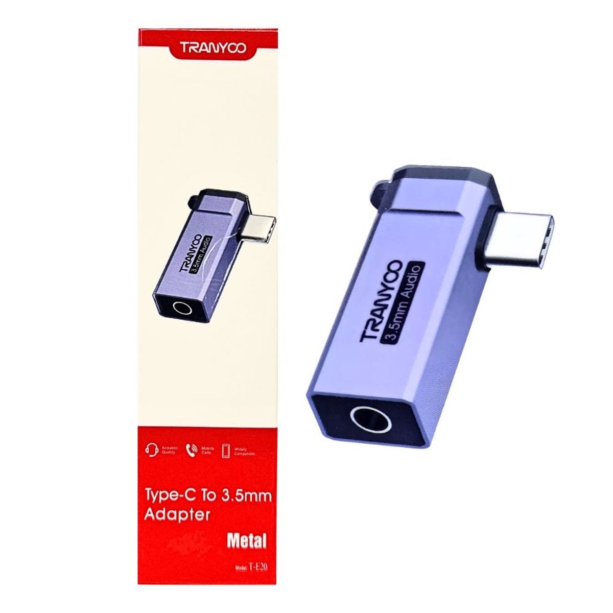 TRANYOO - Adaptador Tipo C a Jack 3.5 mm para Auriculares Metal TRANYOO T-E20