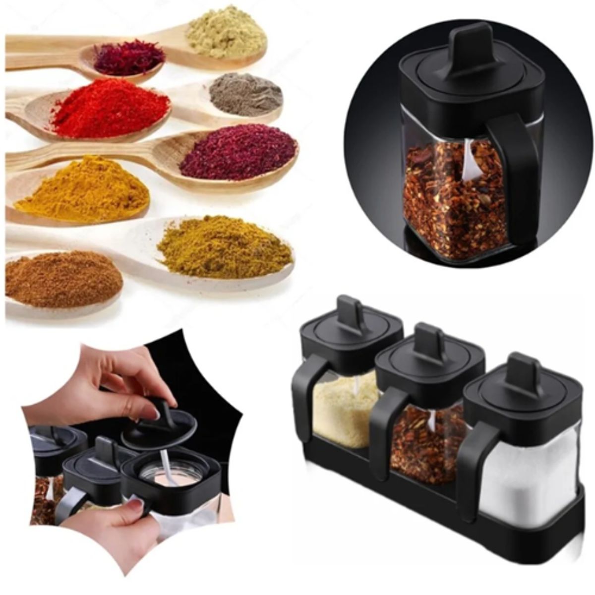 INSPIRA MARKET - Condimentero especieros organizador con cucharita Set x3