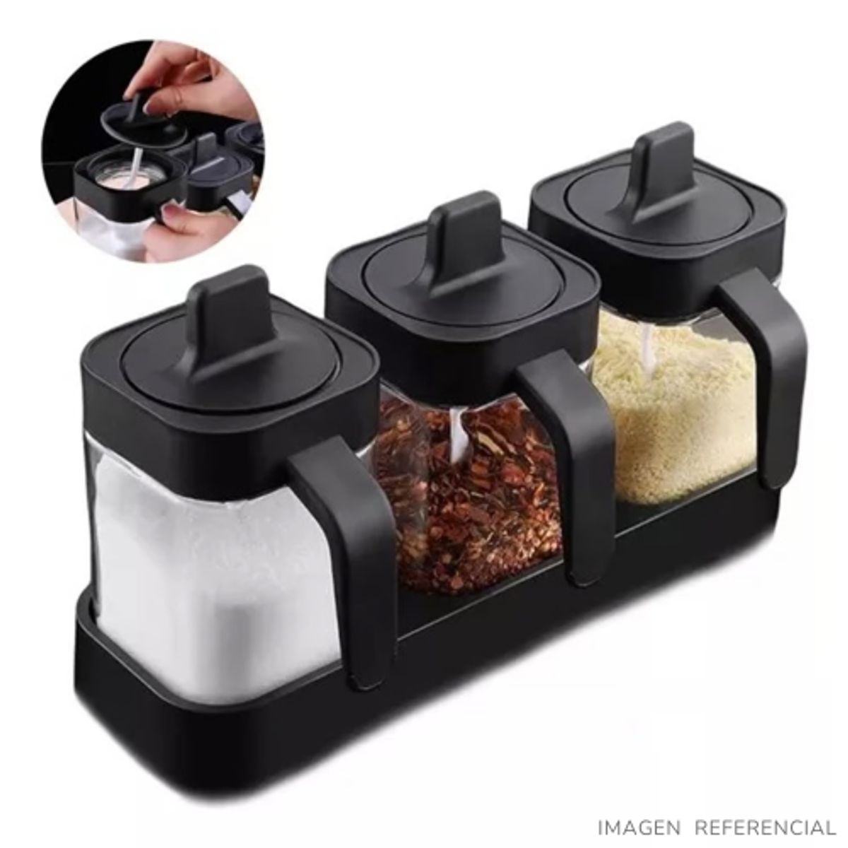 INSPIRA MARKET - Condimentero especieros organizador con cucharita Set x3