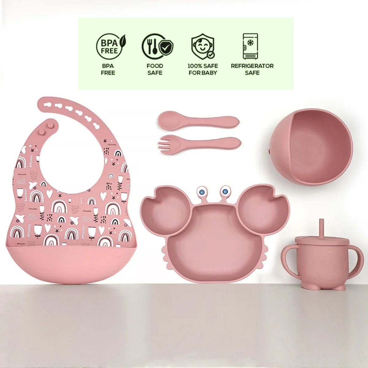 GENERICO - Set de alimentación para bebé arco iris colors