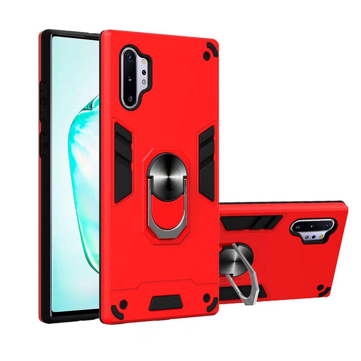 GENERICO - Funda para Motorola Edge 50 Anillo Metálico Antishock Rojo
