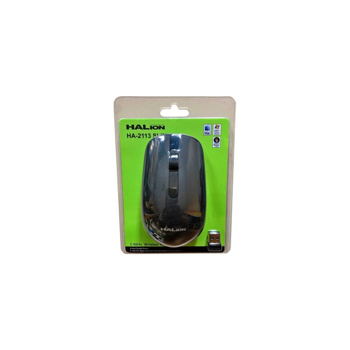 HALION - Mouse Inalambrico Halion Slim Ha-2113 Gris Y Negro
