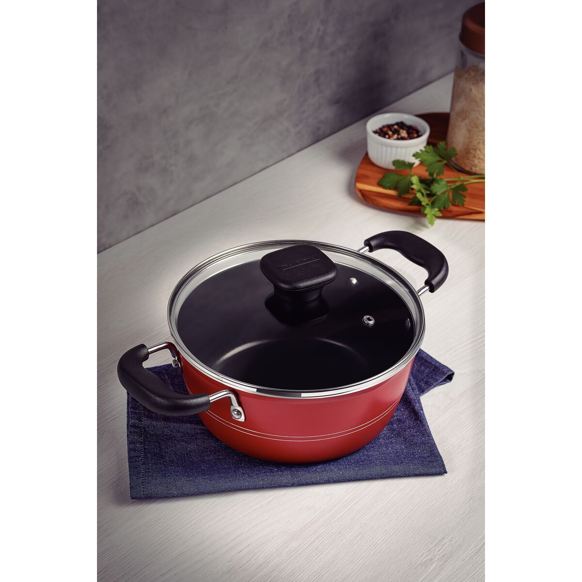 TRAMONTINA - Olla de Aluminio 24 Cm Sicilia Rojo