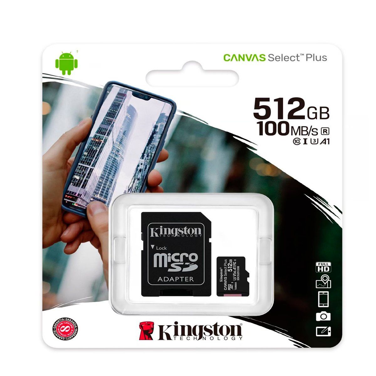 KINGSTON - Memoria Kingston Micro SD Canvas 512GB Clase 10 100MBS