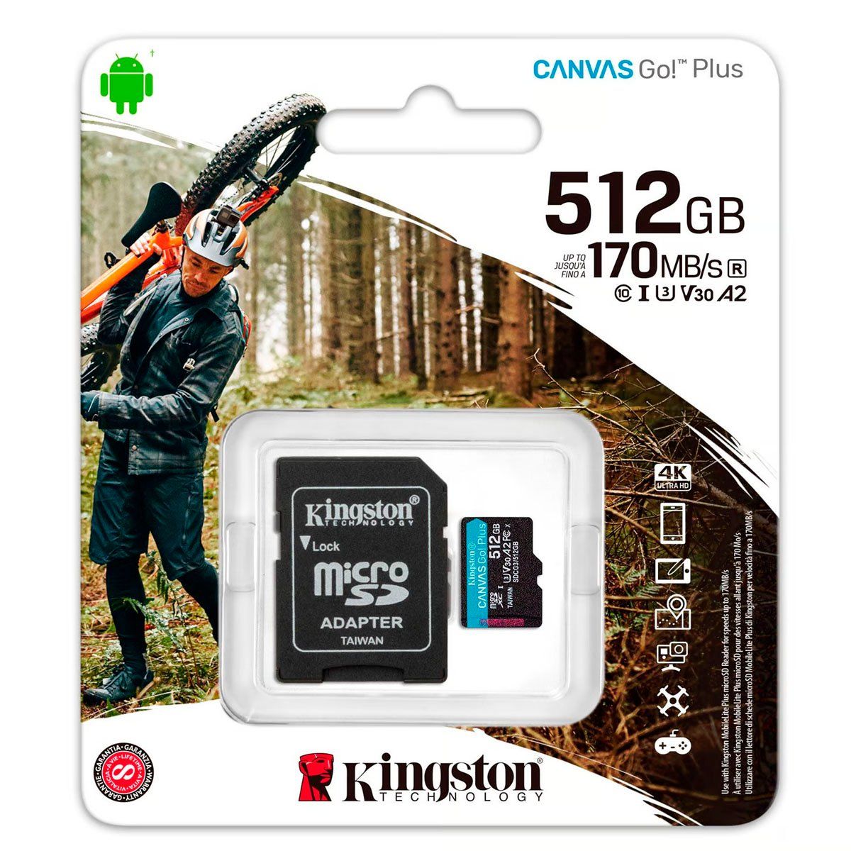 KINGSTON - Memoria Micro SD 512GB Kingston Canvas Go Plus 4k