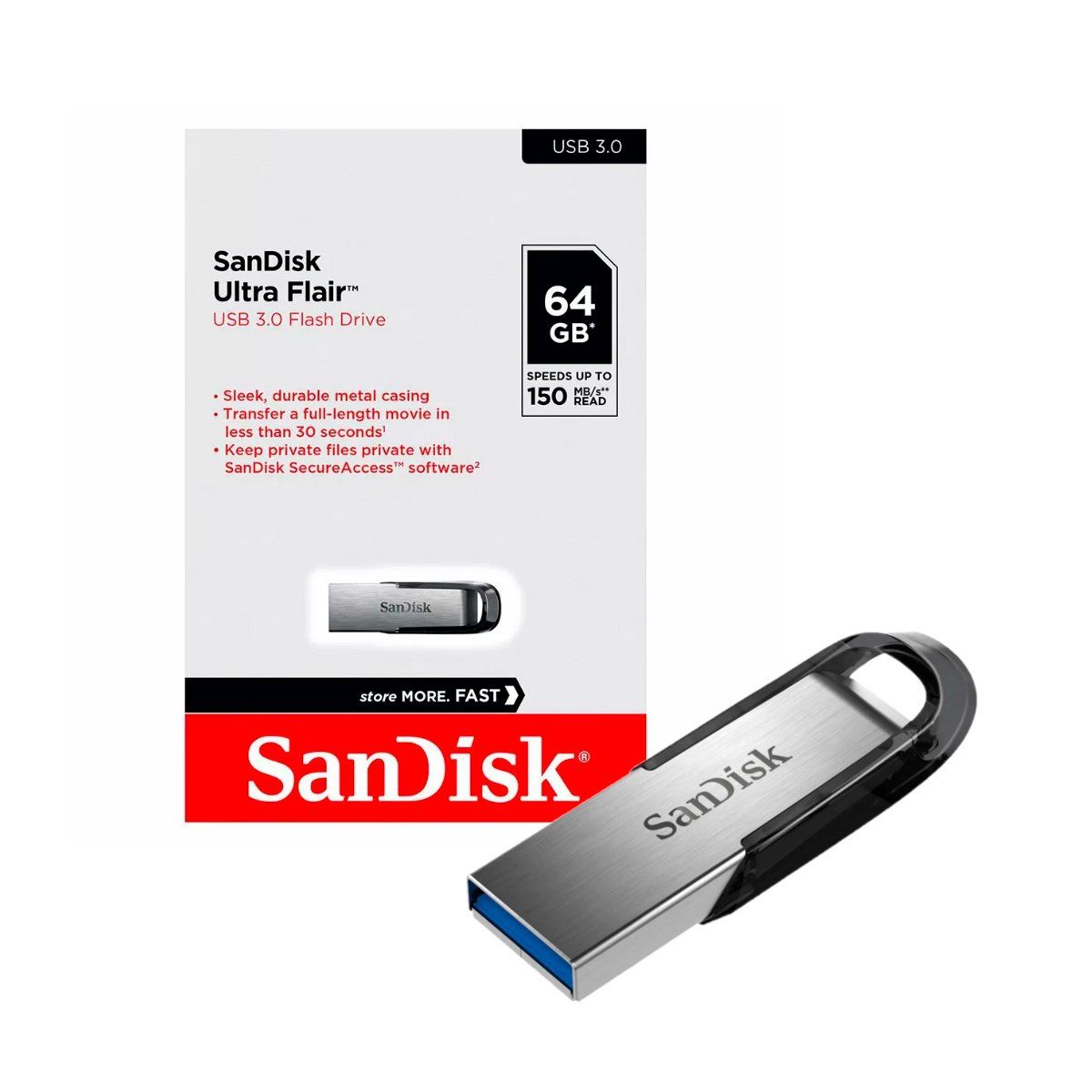 SANDISK - Memoria Usb Sandisk Ultra Flair 64GB 30 150mbps