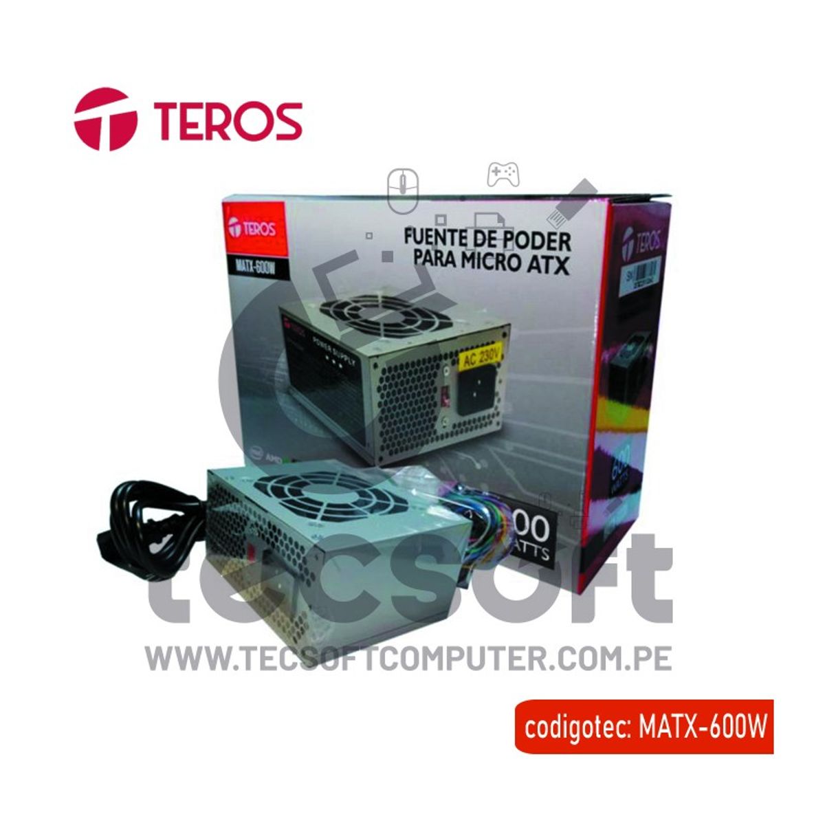 TEROS - FUENTE DE PODER PARA MICRO MATX-600W Fuente de alimentación Teros