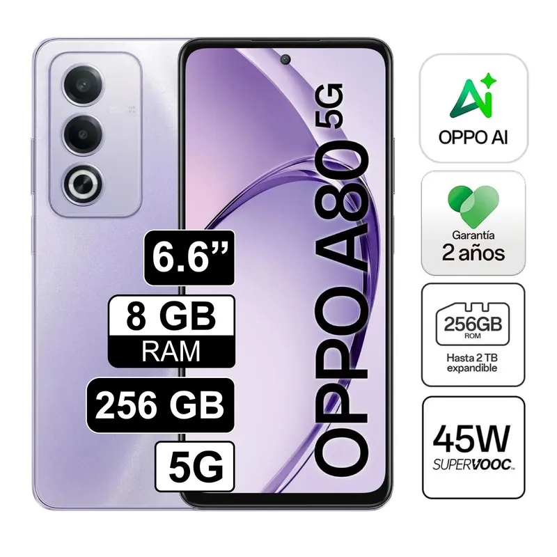 OPPO - Celular Libre Oppo A80 66Pulg 256GB 8GB RAM Morado