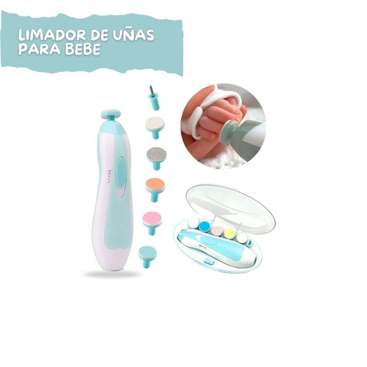 GENERICO - Limador de Uñas Eléctrica Bebés Celeste