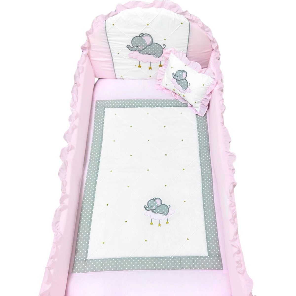 BABY MERINOS - Set de Cuna y Protector Tradición Elefante - Algodón - B01