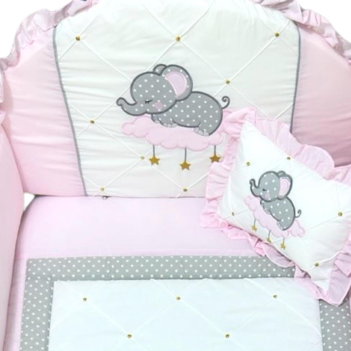 BABY MERINOS - Set de Cuna y Protector Tradición Elefante - Algodón - B01