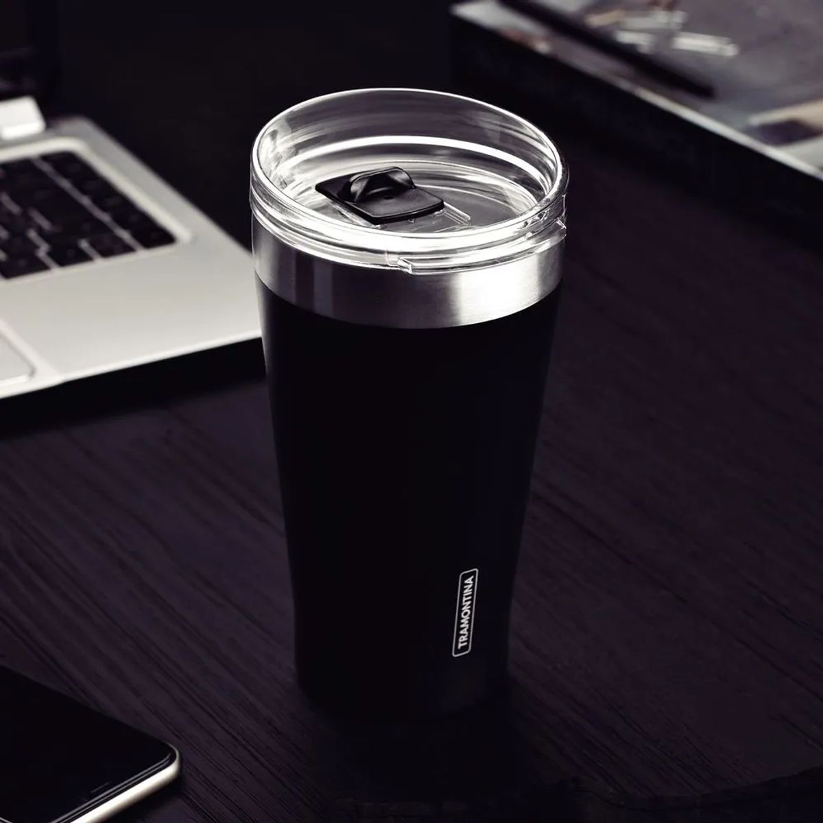 TRAMONTINA - Vaso Termico con tapa 550 ML  Negro Exata - Tramontina