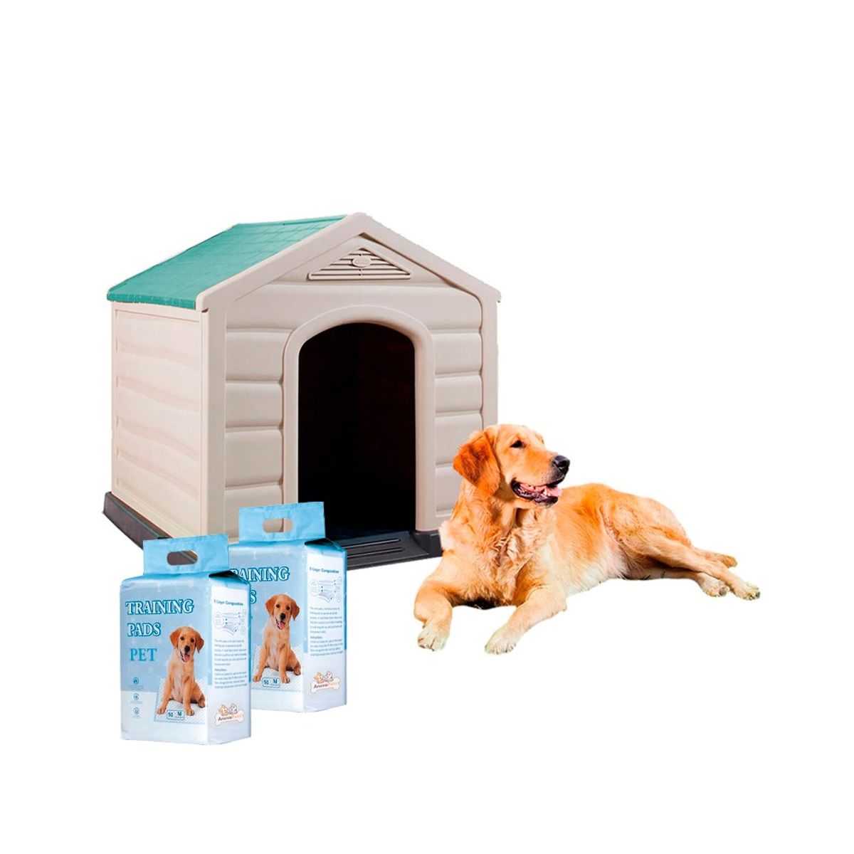 COOL PETS - CASA PARA PERRO GRANDE (Incluye pañales de piso 50 UND)