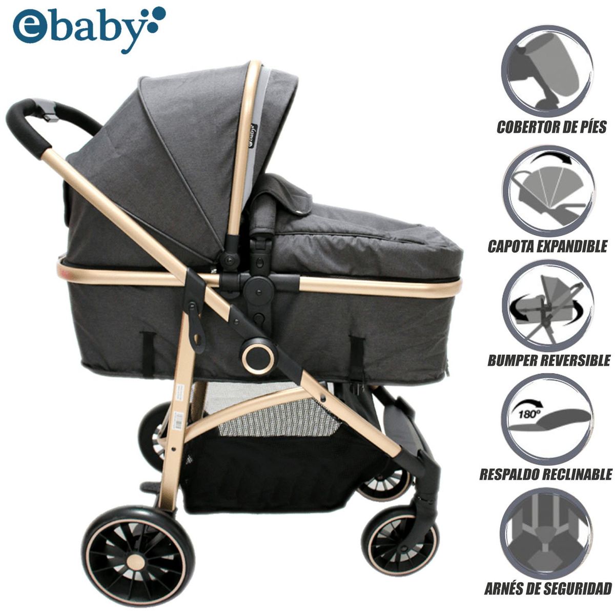 EBABY - Coche Deportivo Moisés EBABY «CARRI DELUXE» Black