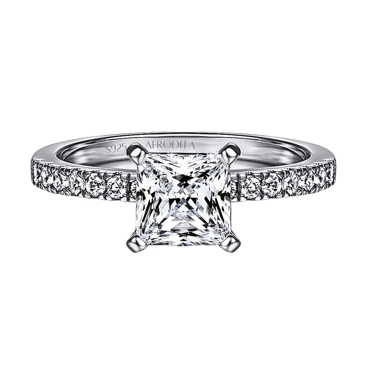 AFRODITA - Anillo de Compromiso Afrodita 367 Plata Maciza Bañado en Oro Blanco