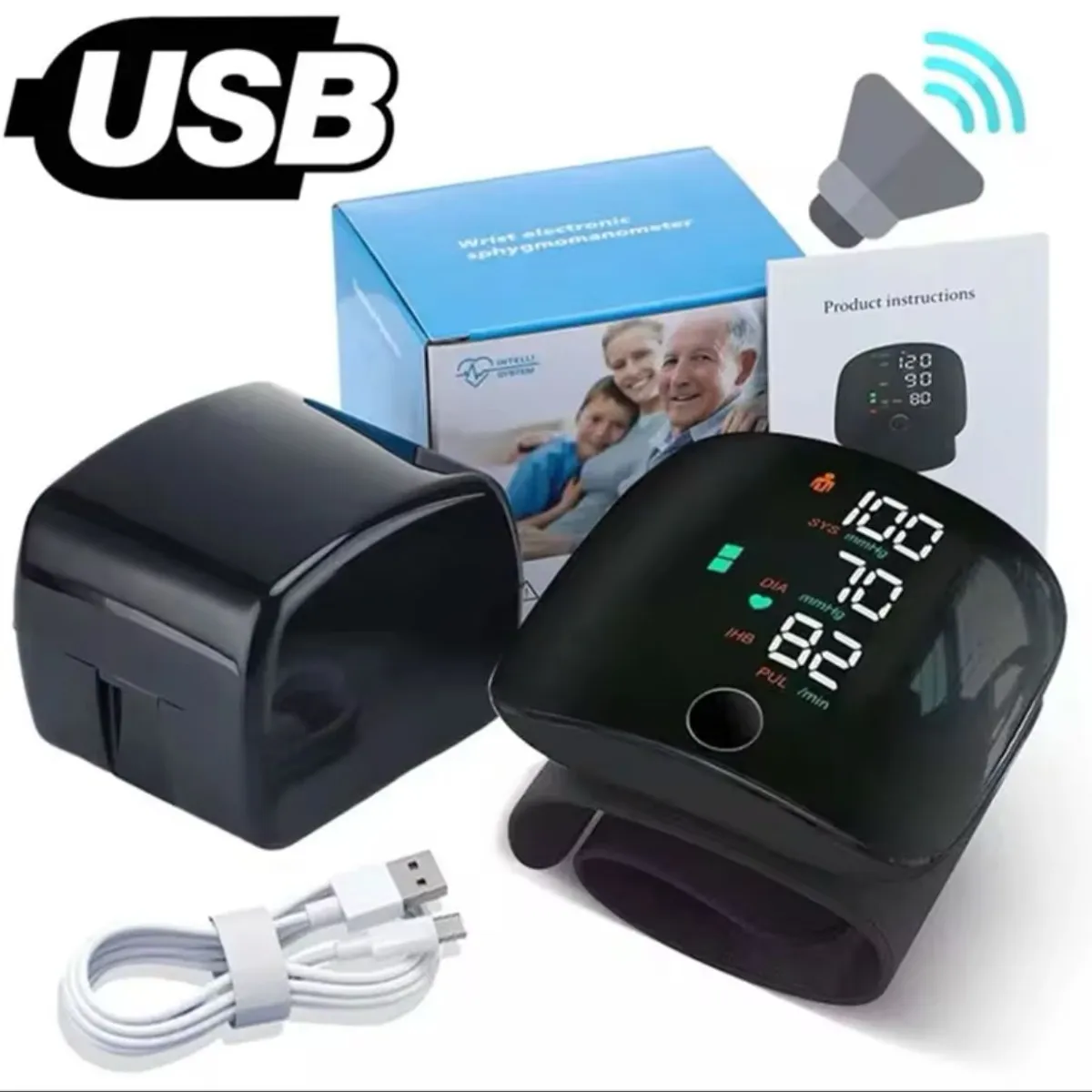 GENERICO - TENSIOMETRO DIGITAL RECARGABLE PARLANTE MEDIDOR DE PRESION ARTERIAL