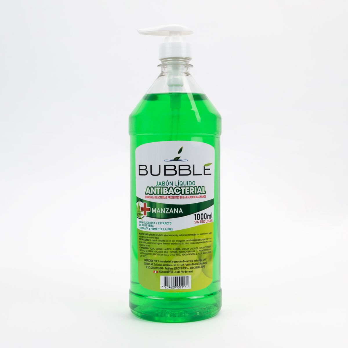 BUBBLE - Jabón Líquido Antibacterial Bubble Manzana Fco 1000 Ml