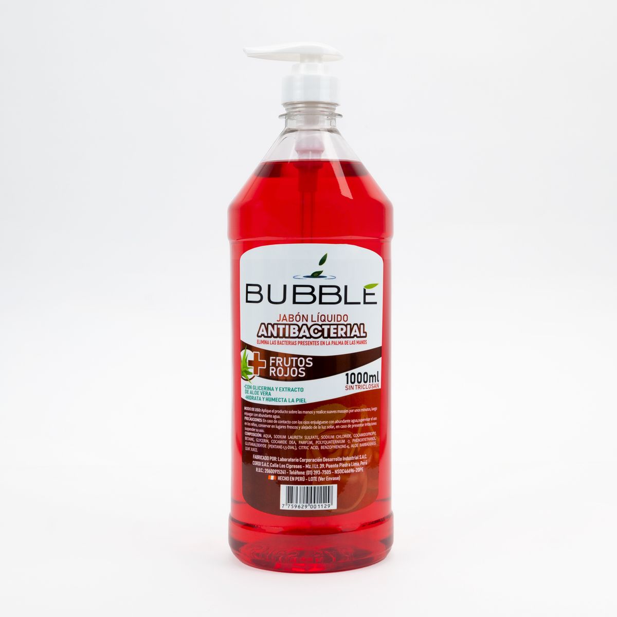 BUBBLE - Jabón Líquido Antibacterial Bubble Frutos Rojos Fco 1000 Ml
