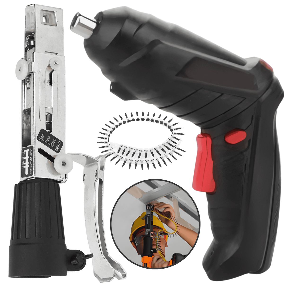 ROSH - Destornillador Eléctrico + Adaptador para Clavos Potencia y Precisión
