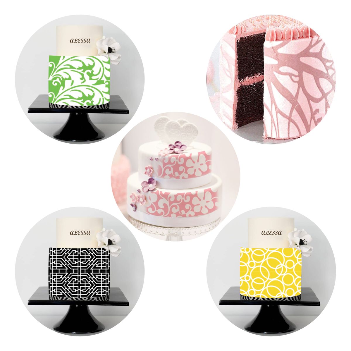 GENERICO - 5 Plantillas Stencil Modelo Paraguay Uruguay para Repostería