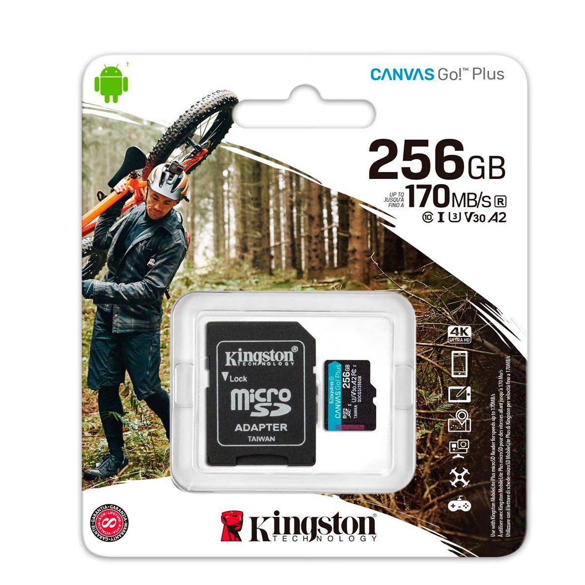 KINGSTON - Memoria Micro SD 256GB Kingston Canvas Go Plus 4k