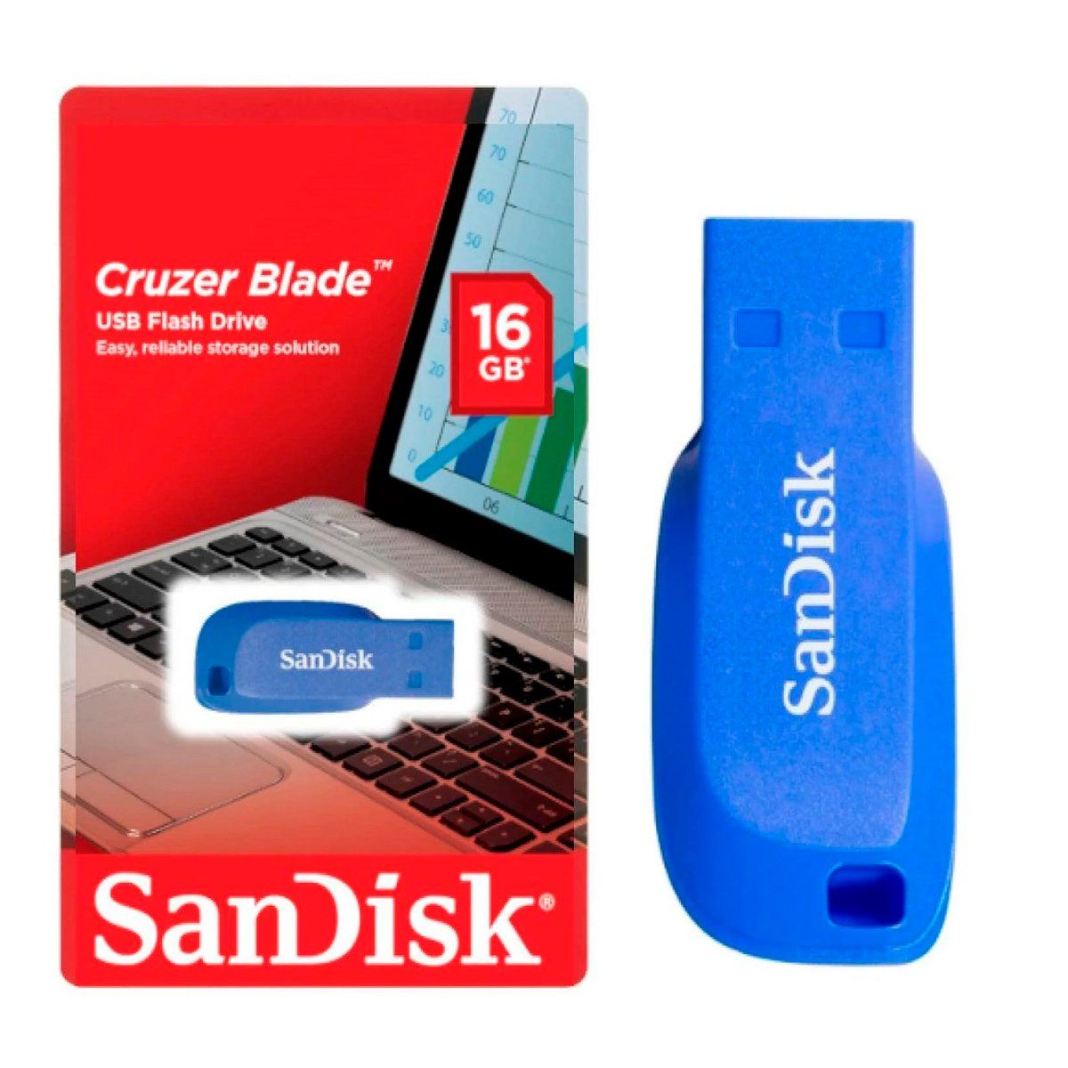 SANDISK - Memoria Sandisk 16GB Cruzer Blade USB 20 Azul