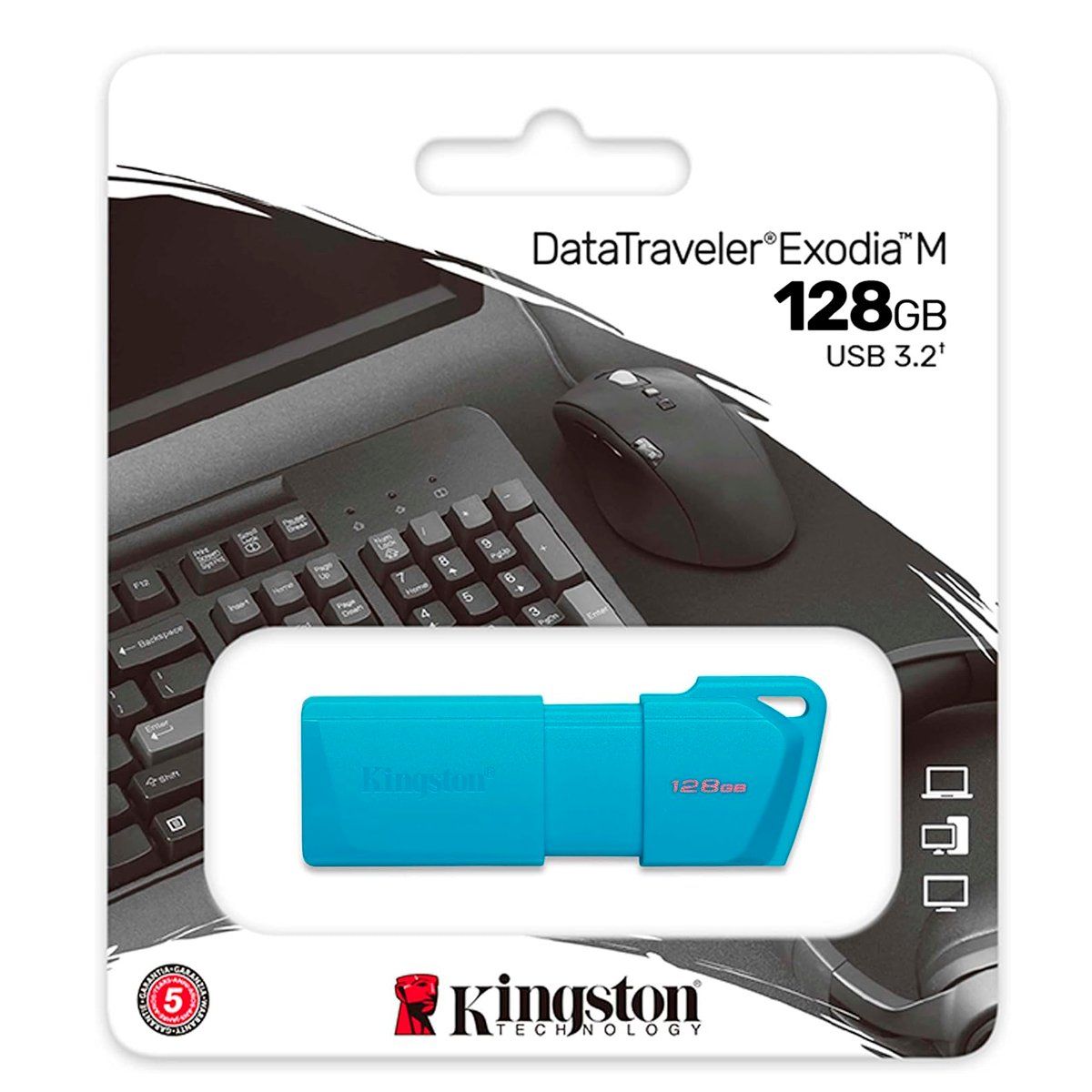 KINGSTON - Memoria USB 128GB 32 Kingston Dt Exodia M Neon Azul