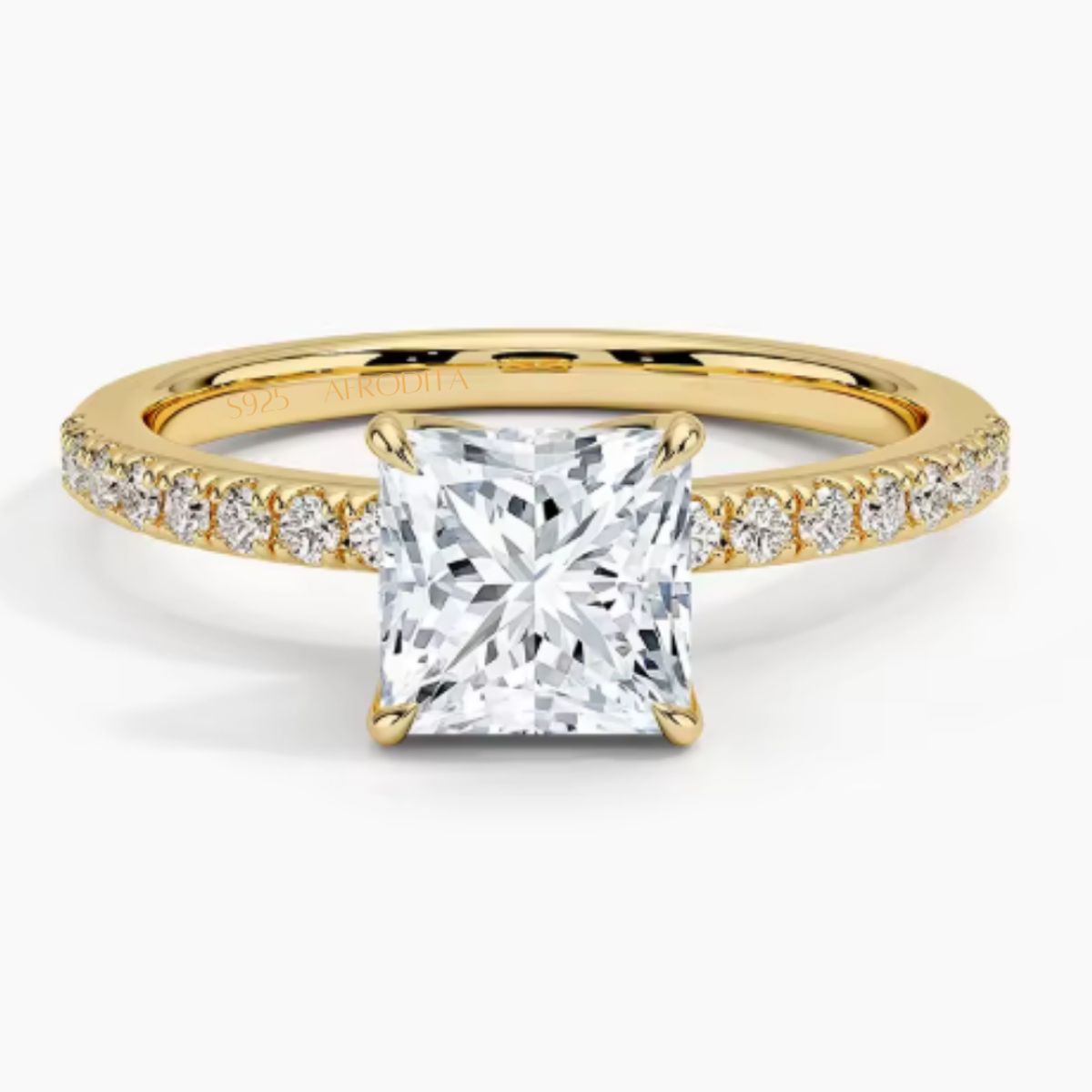 AFRODITA - Anillo de Compromiso Afrodita 368 Plata Maciza Bañado en Oro 18k