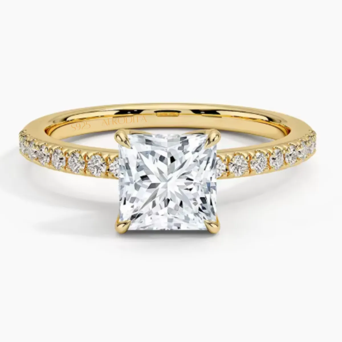 AFRODITA - Anillo de Compromiso Afrodita 368 Plata Maciza Bañado en Oro 18k