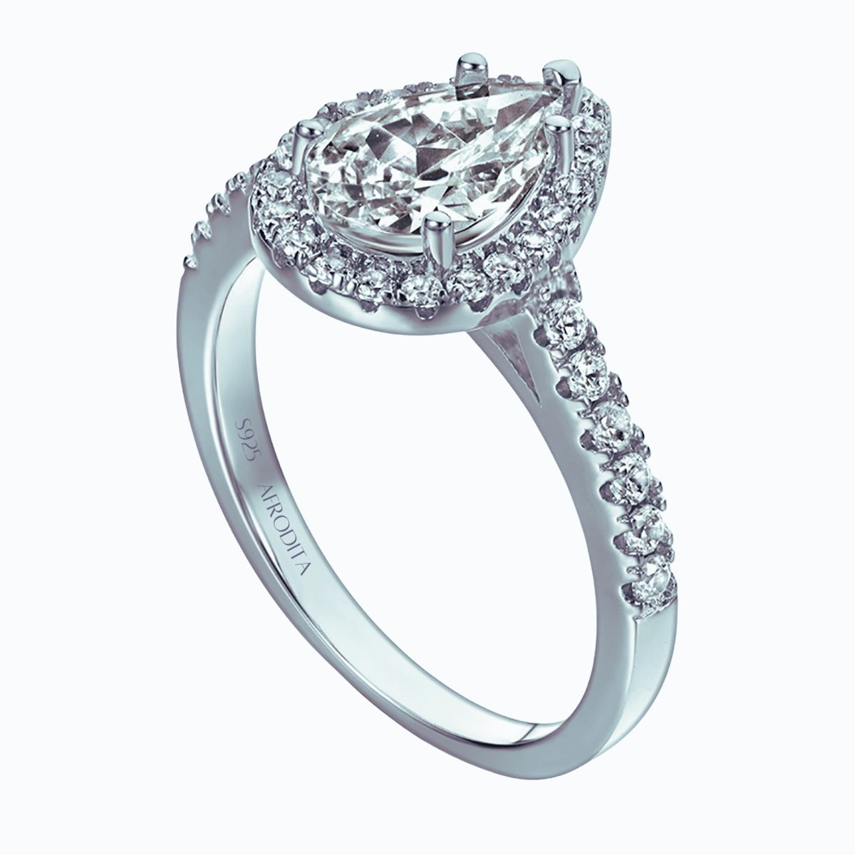 AFRODITA - Anillo de Compromiso Afrodita 369 Plata Maciza Bañado en Oro Blanco 18K