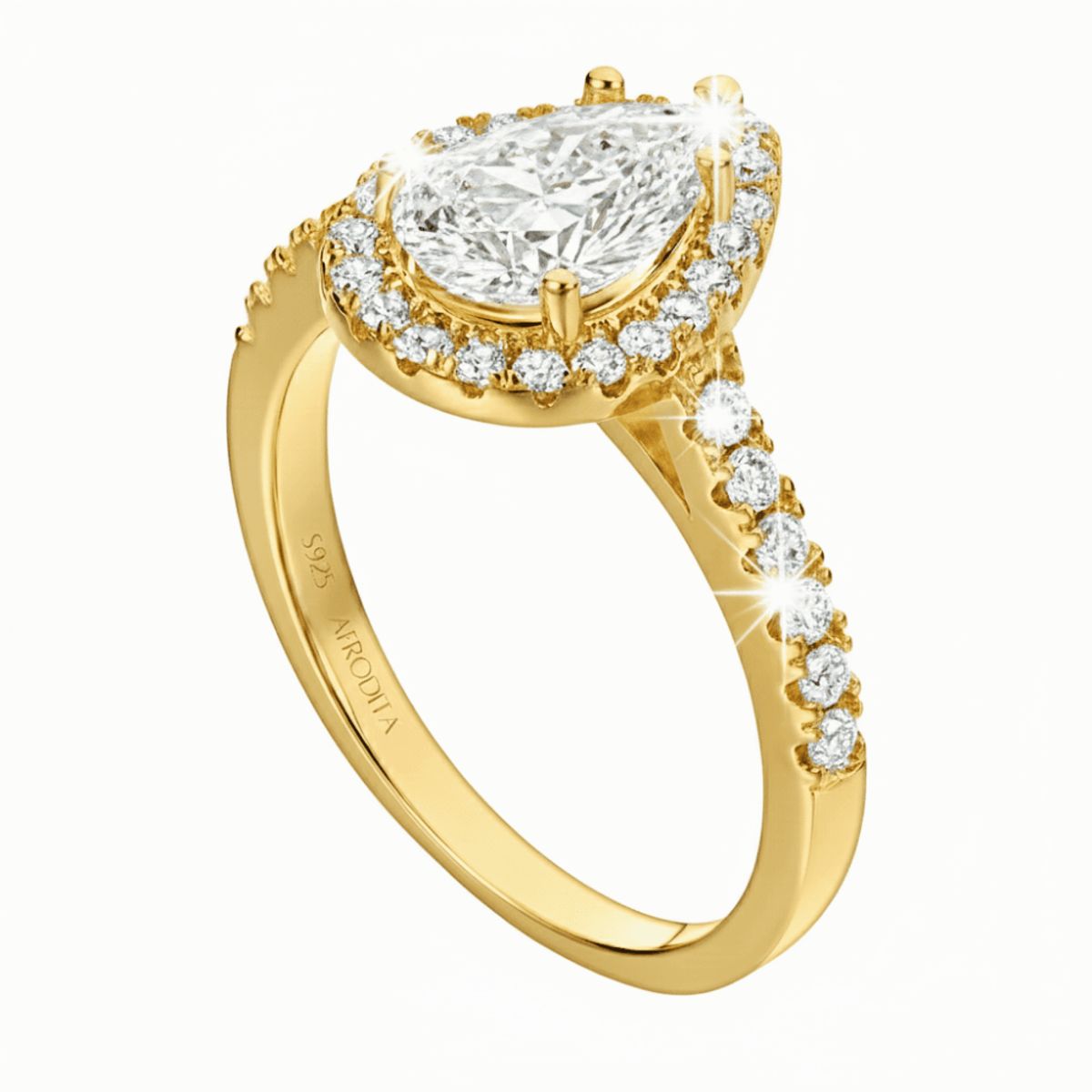 AFRODITA - Anillo de Compromiso Afrodita 370 Plata Maciza Bañado en Oro