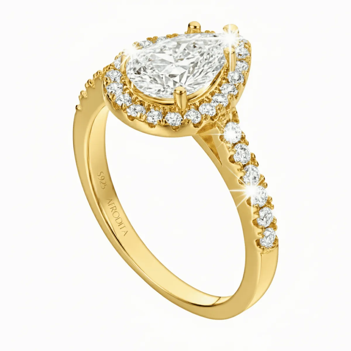 AFRODITA - Anillo de Compromiso Afrodita 370 Plata Maciza Bañado en Oro