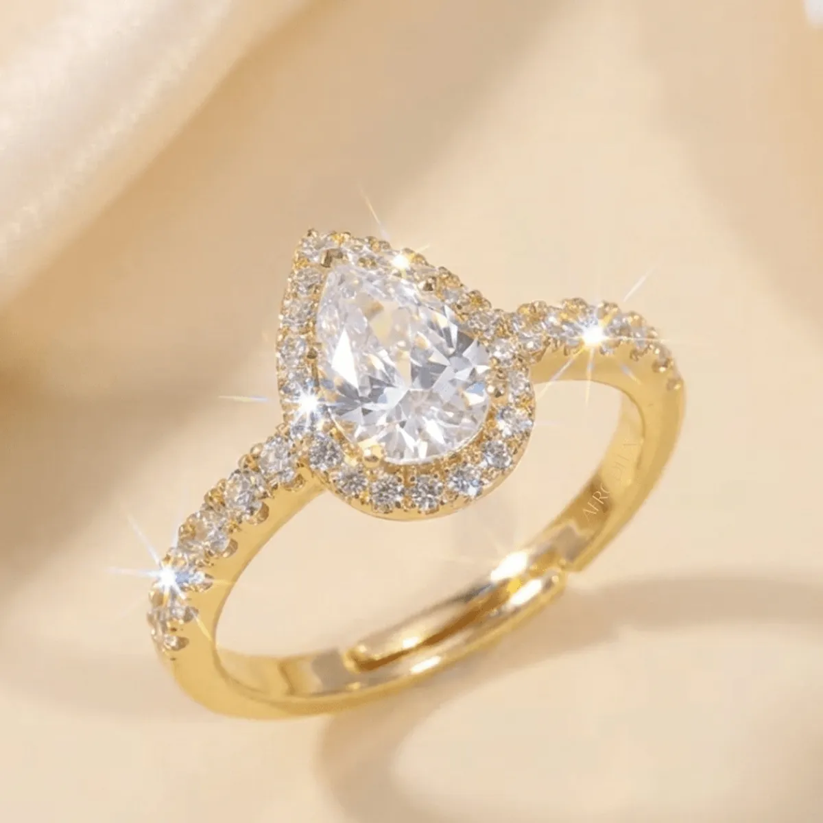 AFRODITA - Anillo de Compromiso Afrodita 370 Plata Maciza Bañado en Oro