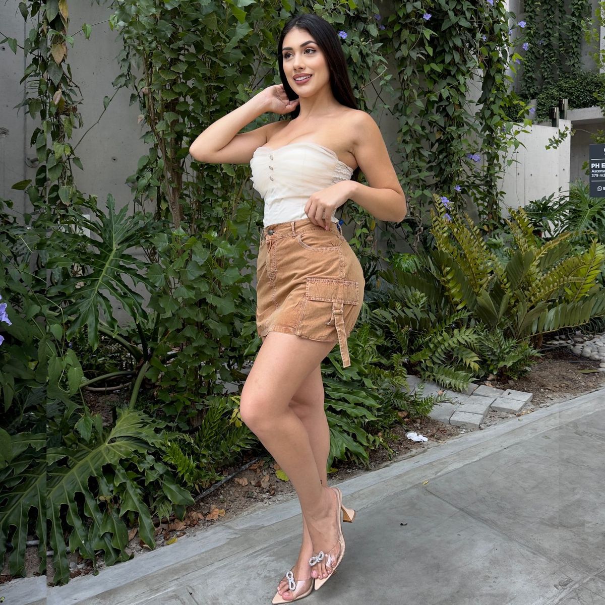 BENCUS JEANS - Falda Cargo Tafeta Color Camel