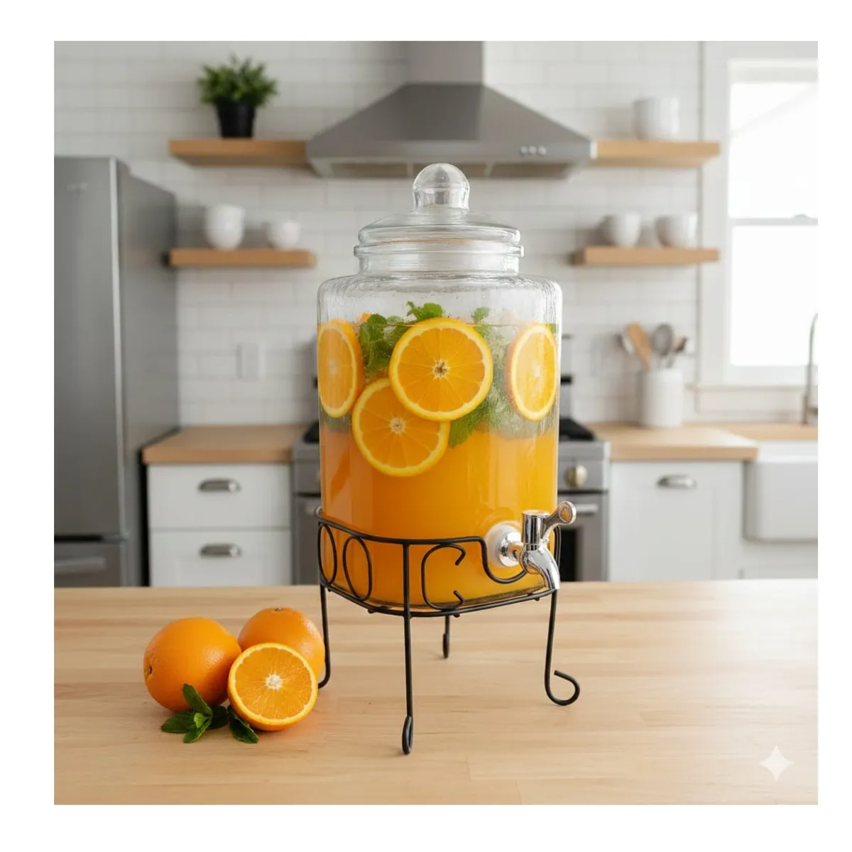 ICHIMATSU - Dispensador de Vidrio cuadrado 6 Lt c/Rack