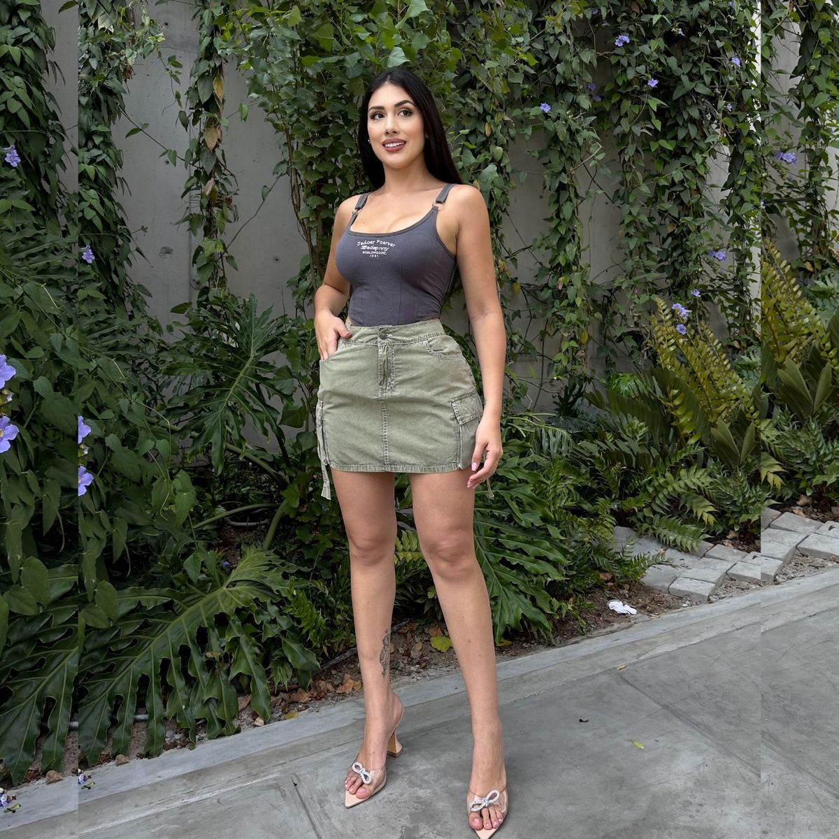 BENCUS JEANS - Mini Falda Short Skort Color Verde Agua