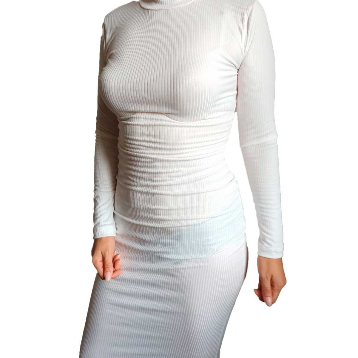 GENERICO - Vestido Mujer Nathalie Love it cuello cafarena - Blanco