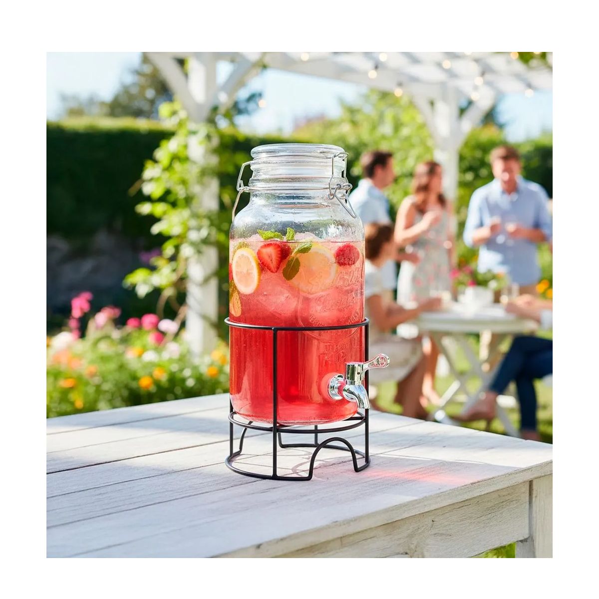 ICHIMATSU - Dispensador de Vidrio 3.8 Lt con tapa hermética con Rack