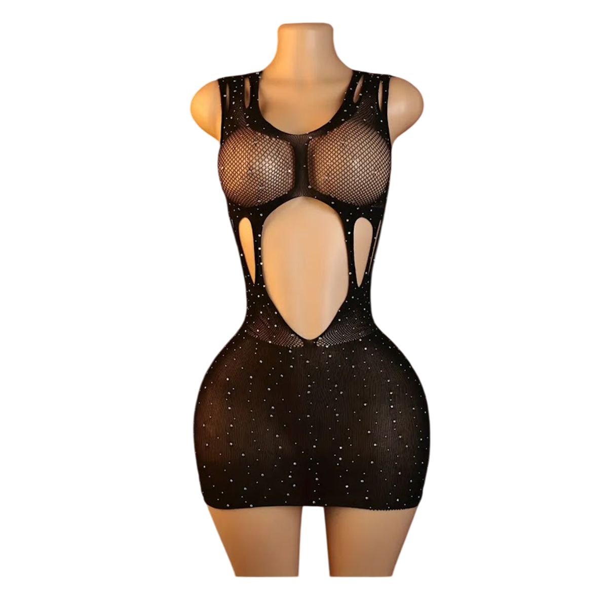 GENERICO - LENCERIA MALLA VESTIDO CORPORAL CATSUIT BRILLOS